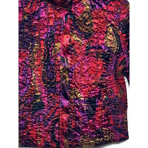 Ruby Rd Jacket Stretchy Quilted Textured Colorful Zip Front Women's Size PM - Picture 2 of 8